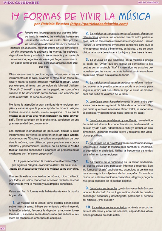 artículo 14 formas de vivir la música